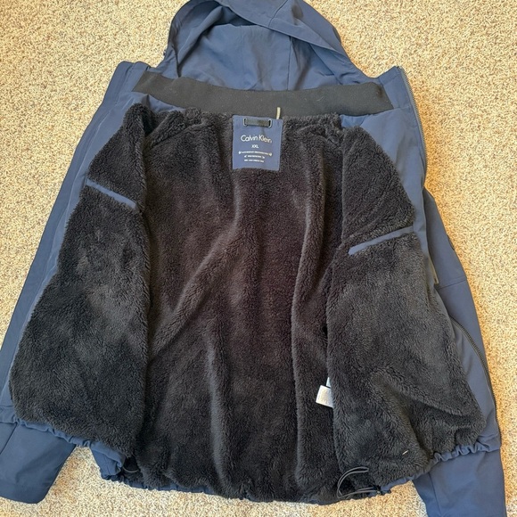Mens Calvin Klein Winter Coat Snow Hooded  Faux Sherpa Lined Jacket XXL Navy - Picture 5 of 15
